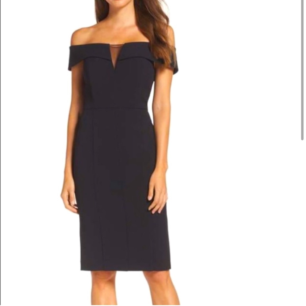 Vince Camuto Off the Shoulder Midi Black Dress